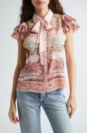 Alice Olivia Minda Tie Neck Silk Shirt at Nordstrom