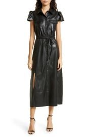 Alice Olivia Miranda Cap Sleeve Faux Leather Shirtdress at Nordstrom