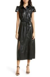 Alice Olivia Miranda Cap Sleeve Faux Leather Shirtdress at Nordstrom