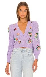 Alice Olivia Morita Floral Cardigan In Lavender Multi at Revolve