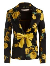Alice Olivia Mya rose-print Bow Blazer Black at Farfetch