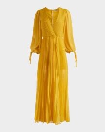 Alice Olivia Nya Deep V Pleated Chiffon Maxi Dress at Neiman Marcus