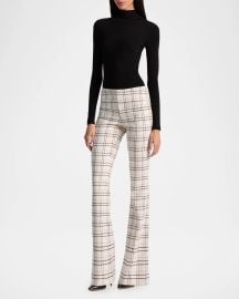 Alice Olivia Olivia Plaid Twill Bootcut Pants at Neiman Marcus