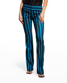 Alice Olivia Olivia Striped Fit-and-Flare Boot-Cut Pants at Neiman Marcus