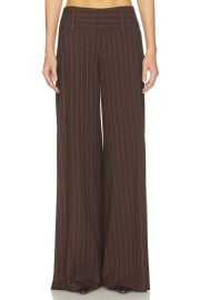 Alice Olivia Olivia Wide Leg Flare Pant In Dark Chocolate Off White at Revolve