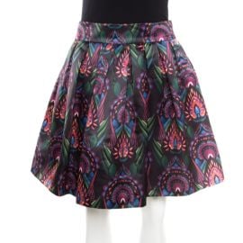 Alice Olivia Ombre Deco Printed Pleated A Line Stora Skirt XS Alice Olivia TLC at The Luxury Closet