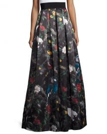 Alice Olivia Pleated Floral Ball Skirt in Charmed Forest at Neiman Marcus