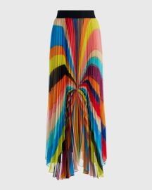 Alice Olivia Pomelo Stripe Katz Pleated Maxi Skirt at Neiman Marcus