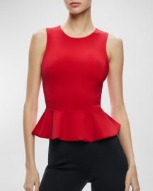 Alice Olivia Poppy Crewneck Peplum Top at Neiman Marcus