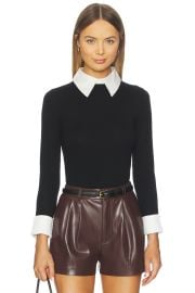 Alice Olivia Porla Collared Sweater In Black at Revolve