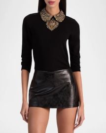 Alice Olivia Porla Embellished Collared Pullover at Neiman Marcus