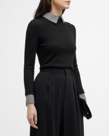 Alice Olivia Porla Houndstooth Collared Sweater at Neiman Marcus