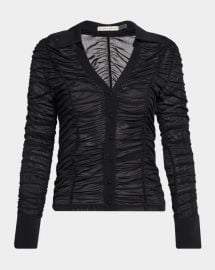Alice Olivia Portia Fitted Mesh Button-Front Shirt at Neiman Marcus
