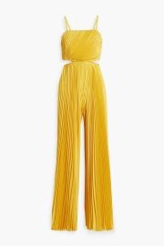 Alice Olivia Powell pleated Cutout satin wide leg jumpsuit at The Outnet