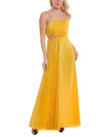 Alice Olivia Powell pleated Cutout satin wide leg jumpsuit at Shop Simon