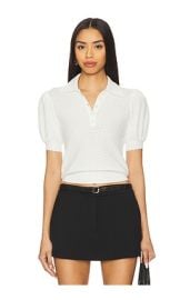 Alice Olivia Ramona Pointelle Polo In Soft White at Revolve