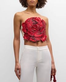 Alice Olivia Randie Crystal Floral Applique Crop Top at Neiman Marcus