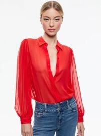 Alice Olivia Roanne Blouson Sleeve Button Down Blouse at Alice + Olivia