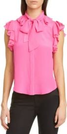 Alice Olivia Robbie Bow Neck Silk Blouse at Nordstrom