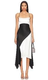 Alice Olivia Rosa Handkerchief Slip Dress In Off White Black at Revolve