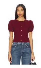 Alice Olivia Sabine Crop Cardigan In Oxblood at Revolve