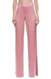 Alice Olivia Satin Slit Hem Bootcut Pants at Nordstrom