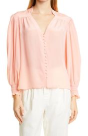 Alice Olivia Serena Button front Blouse in Pink at Nordstrom