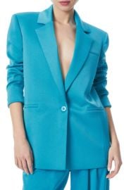 Alice Olivia Shan Ruched Sleeve Strong Shoulder Blazer at Nordstrom