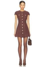 Alice Olivia Shiloh Mini Dress In Dark Chocolate at Revolve
