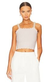 Alice Olivia Sid Texture Tank With Pearls In Sand Marl Pearl at Revolve