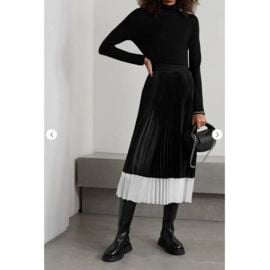 Alice Olivia Skirts Alice Olivia Katz Twotone Pleated Satin Midi Skirt Size 4 Poshmark at Poshmark