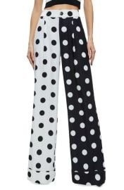 Alice Olivia Tomasa Polka Dot Colorblock High Waist Cuff Hem Pants at Nordstrom