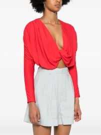 Alice Olivia Twist detail ruched cropped blouse at Farfetch