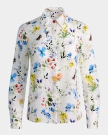 Alice Olivia Twisting Vines Willa Placket Top at Neiman Marcus