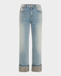 Alice Olivia Weezy Embellished-Cuff Jeans at Neiman Marcus