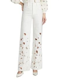 Alice Olivia Weezy High Rise Embroidered Eyelet Jeans at Saks Fifth Avenue