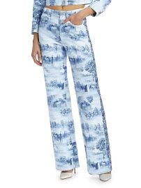Alice Olivia Weezy Printed High Rise Wide Leg Jeans at Saks Fifth Avenue