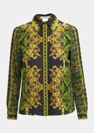 Alice Olivia Willa Baroque-Print Placket Top - at Bergdorf Goodman