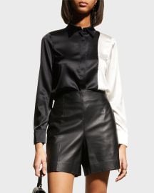 Alice Olivia Willa Combo Silk Shirt at Neiman Marcus