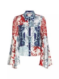 Alice Olivia Willa Floral Bell Sleeve Blouse at Saks Fifth Avenue