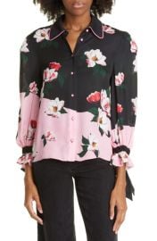 Alice Olivia Willa Floral Tie Sleeve Blouse at Nordstrom