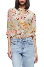 Alice Olivia Willa Long Sleeve Silk Button-Up Shirt at Nordstrom