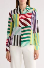 Alice Olivia Willa Long Sleeve Silk Button Up Shirt at Nordstrom Rack