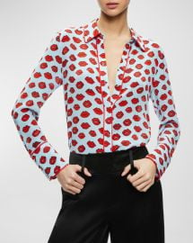 Alice Olivia Willa Silk Wide Cuff Shirt at Neiman Marcus