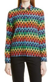 Alice Olivia Willa Stace Face Print Button-Up Shirt in Sassy Stace Multi Size Small at Nordstrom