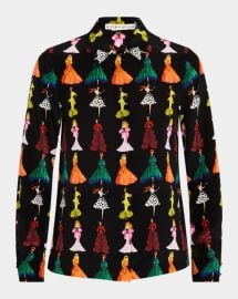Alice Olivia Willa Staceface Placket Top at Neiman Marcus
