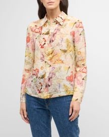 Alice Olivia Willa Zodiac-Printed Button-Front Top at Neiman Marcus