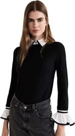 Alice Olivia Women39s Justina Woven Combo Long Sleeve Sweater at Womens Clothing store at Amazon