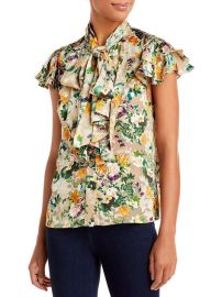 Alice Olivia Womens Silk Bow Collar Blouse Shop Premium Outlets at Shop Simon