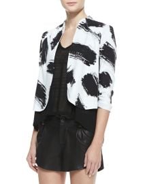 Alice Olivia York Brush-Print Cropped Crepe Jacket  at Neiman Marcus